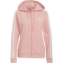 Adidas Women Sportswear Essentials Single Jersey 3-Stripes Full-Zip Hoodie - Wonder Mauve/White