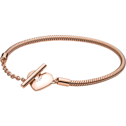 Pandora Moments Heart T-Bar Snake Chain Bracelet - Rose Gold