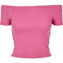 Urban Classics Ladies Off Shoulder Rib Tee - Bright Violet