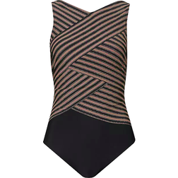 Bonprix Striped Shaper Swimsuit - Black Stripe