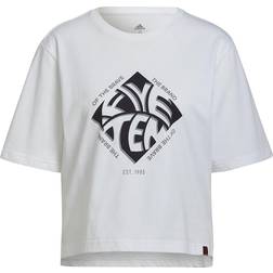 Adidas Women Five Ten Cropped Graphic T-shirt - White