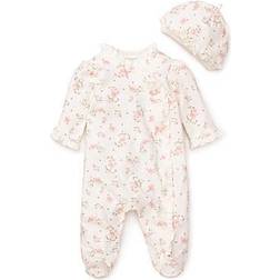 Little Me Vintage Rose Footed One-Piece & Hat - White (L653860)