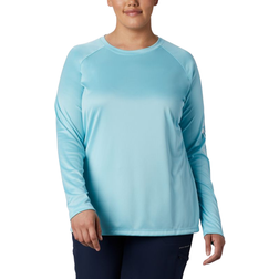 Columbia Women’s PFG Tidal Tee II Long Sleeve Plus - Clear Blue/White Logo