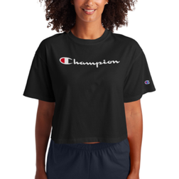 Champion Script Logo Cropped Tee - Black