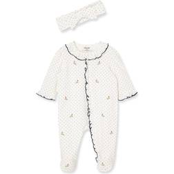 Little Me Rosebud Footed One-Piece & Headband - Ivory (LBQ11371N)