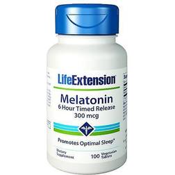 Life Extension Melatonin 6 Hour Timed Release 300 mcg 100 Vegetarian Tablets