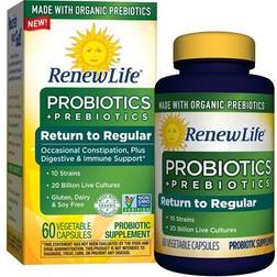 Renew Life Return to Regular Probiotics plus Prebiotics 20 billion CFU 60 Capsules