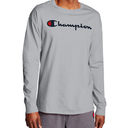 Champion Classic Script Logo Long Sleeve T-shirt - Oxford Grey