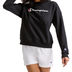 Champion Script Logo Powerblend Fleece Relaxed Crew T-shirt - Black