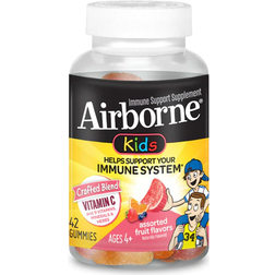 Airborne Kids Gummies Assorted Fruit Vitamin C & E Immune Support 42 Gummies