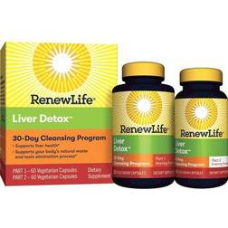 Renew Life Liver Detox 30-Day Cleansing Program 2 Bottles 60 Vegetarian Capsules Each