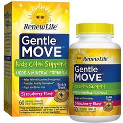 Renew Life Gentle Move Kids Colon Support Strawberry Blast 60 Chewable Tablets