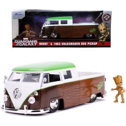 Jada Guardians of the Galaxy 1963 Volkswagen Bus 1:24 Scale Die-Cast Metal Vehicle with Groot Figure