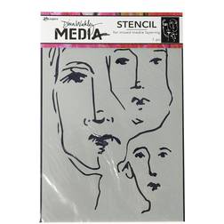 Ranger Dina Wakley Media Stencils 6 in. x 9 in. scribbled faces