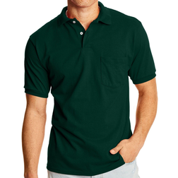 Hanes CottonBlend EcoSmart Jersey Polo with Pocket 2-Pack - Deep Forest