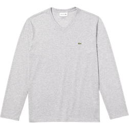 Lacoste V-Neck Lightweight Pima Cotton Jersey T-shirt - Grey Chine