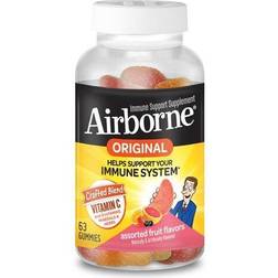 Airborne Gummies Assorted Fruit Vitamin C & E Zinc Immune Support 63 Gummies