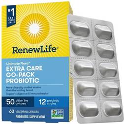 Renew Life Ultimate Flora Extra Care Probiotic Go Pack 50 Billion CFU 60 Vegetarian Capsules
