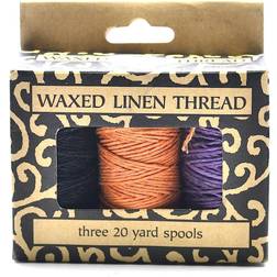 Lineco Waxed Linen Thread pk 3 20 yd. black tan purple