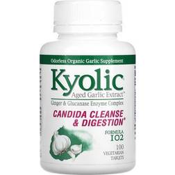 Kyolic Aged Garlic Extract Candida Cleanse and Digestion Formula 102 100 Vegetarian Tablets