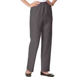 Alfred Dunner Petite Classics Pull-On Straight-Leg Pants - Grey