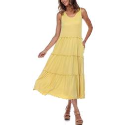 White Mark Women's Tiered Midi Dress - Yellow