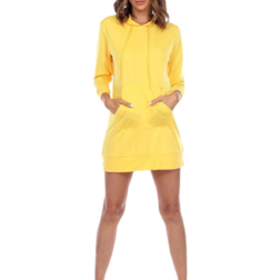 White Mark Women's Hooded Sweatshirt Dress - Yellow