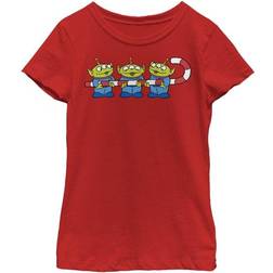 Fifth Sun Girl's Toy Story Christmas Candy Cane Alien T-shirt - Red (PXTS00164GTS)