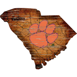 Fan Creations Clemson Tigers Distressed State with Logo Sign