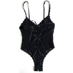 Hanky Panky Signature Lace Open Teddy Bodysuit - Black