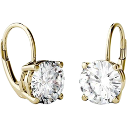 Charles & Colvard Round Drop Earrings - Gold/Moissanite