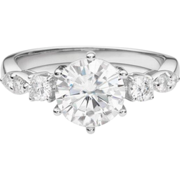 Charles & Colvard Moissanite Round Engagement Ring - White Gold/Diamond