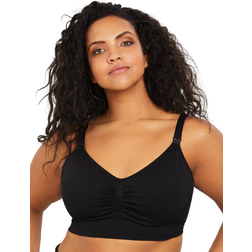 Motherhood Plus Size Seamless Clip Down Maternity and Nursing Bra Black