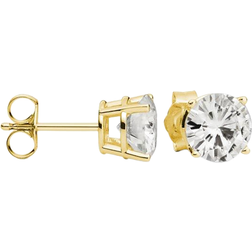 Charles & Colvard Moissanite Solitaire Stud Earrings - Gold/Moissanite