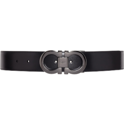 Ferragamo Reversible & Adjustable Gancini Belt - Black/Auburn