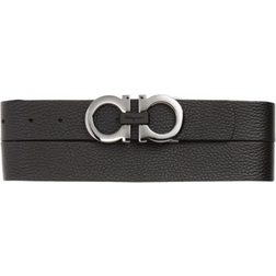 Ferragamo Reversible & Adjustable Gancini Belt - Black/Hickory