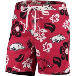 Wes & Willy Arkansas Razorbacks Floral Volley Logo Swim Trunks - Cardinal