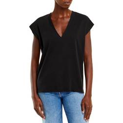 Frame Le Mid Rise V Neck Tee - Noir