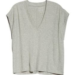 Frame Le Mid Rise V Neck Tee - Gris Heather