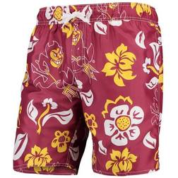 Wes & Willy Arizona State Sun Devils Floral Volley Swim Trunks - Maroon