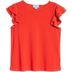 CeCe Double Ruffle Knit Top - Fireball