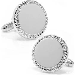 Cufflinks Inc Rope Border Round Engravable Cufflinks - Silver