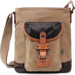 TSD Brand Tapa Two-Tone Canvas Crossbody - Brown