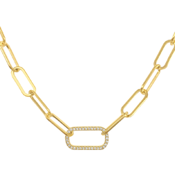 Adornia Paper Clip Chain with Oversized Link Necklace - Gold/Transparent