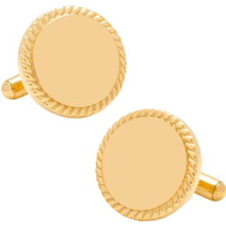 Cufflinks Inc Rope Border Round Engravable Cufflinks - Gold