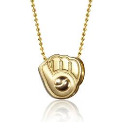 Alex Woo Milwaukee Brewers Little Logo 14k Yellow Gold Necklace