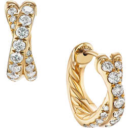 David Yurman Crossover Hoop Earrings - Gold/Diamonds