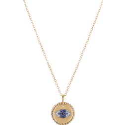 David Yurman Evil Eye Charm Necklace - Gold/Sapphire/Diamonds