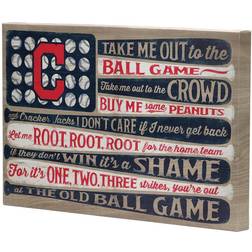 Open Road Brands Cleveland Indians Flag Ball Game Stretched Canvas Wall Art