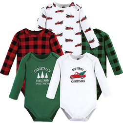 Hudson Cotton Long-Sleeve Bodysuits 5-pack - Christmas Tree (11115379)